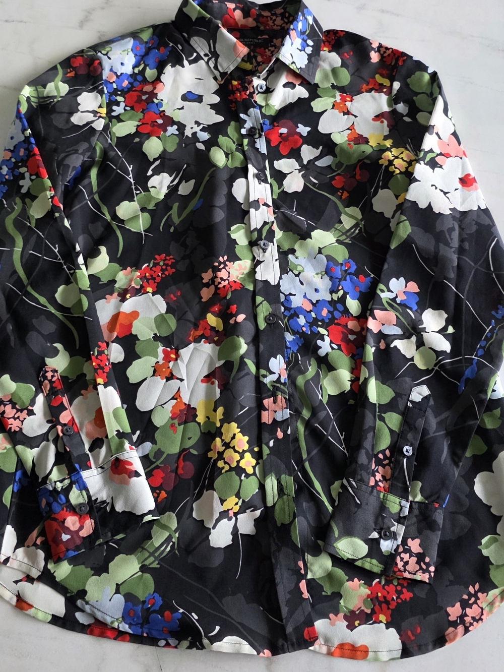 Banana Republic Black Floral Dillon Shirt - XS